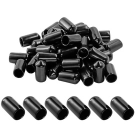 Jamiikury 60PCS Black Rubber Screw Caps, 8mm ID, Flat Head, UNF Thread, 15mm Length