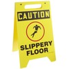 Accuform MF105 Plastic Free-Standing Fold-Ups Floor Sign,"Caution Slippery Floor" with