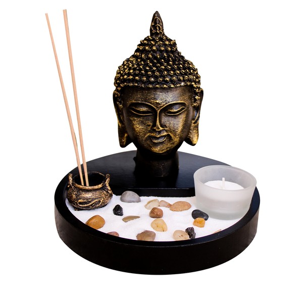 Zen Garden Deluxe Desk Meditation Garden Includes Large Buddha Head