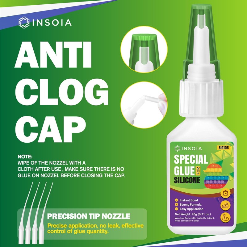 INSOIA Super Silicone Glue Clear, 20g, Strong Bond, with Precision