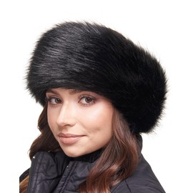Futrzane Classic Headband - Faux Fur Headbands for Women - Furry Band for Winter - Size S (Black Classic)
