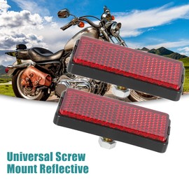 ACROPIX M5x0.8 Universal Rectangle Screw Mount Reflective Warning Reflector Red - Pack of 2