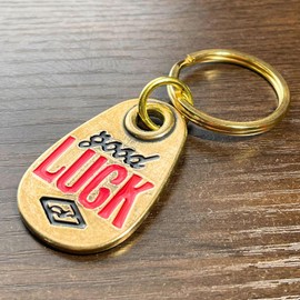 Dea Bona Good Luck Keychain Key Ring, Brass, Good Luck, American, American Casual, Miscellaneous Goods, Accessories, Tag, Good Lucky, Lucky Item, Charm, Red, gold