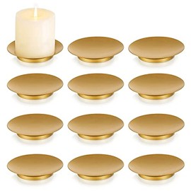 Romadedi Portavelas de Hierro, Portavelas de Oro para Pilar, Juego de 12 Pequeños Portavelas de Metal para Decoración de Mesa de Café, Boda, Fiesta, Decoración del Hogar