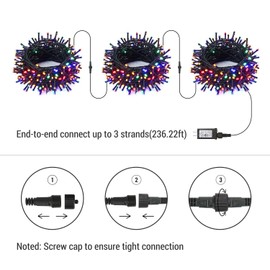 Brizled Colored Christmas Lights, 78.74ft 240 LED Christmas Tree Lights, Plug in Christmas Lights Outdoor Connectable, 8 Modes Mini String Lights Waterproof for Indoor Xmas Party Bedroom Garden Decor