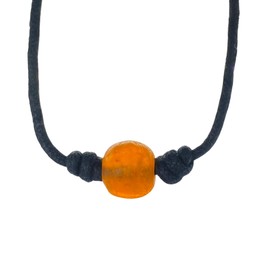 Mens Sea Glass Ocean mix Necklace - Men Surfing Seaglass Waterproof, Hawaii Jewelry, Hawaiian Vibes, Women Cute Choker, Beach Aesthetic Accessories, African Ocean Recycle Bead, Summer (Orange)