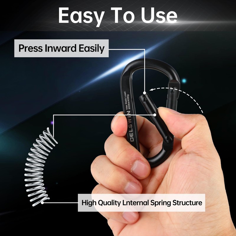 DELSWIN Heavy Duty Carabiner Clip 900lbs, 3 Inch Steel Carabiners