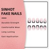 SINHOT French Tip Press on Nails Medium Coffin Fake Nails