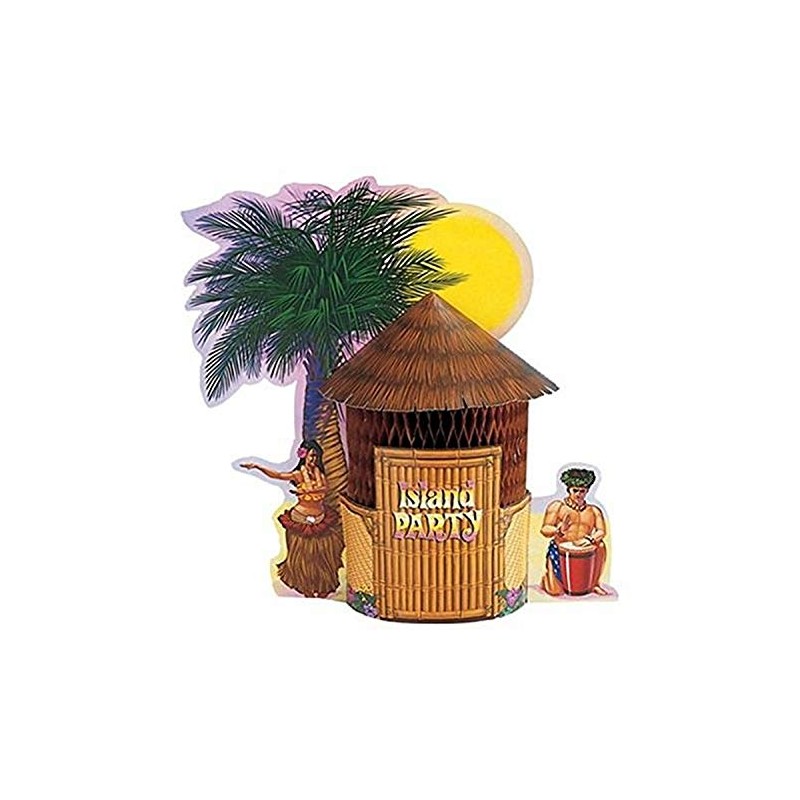 Creative Converting Honeycomb Centerpiece, Luau Tiki Hut , one size