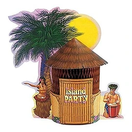 Creative Converting Honeycomb Centerpiece, Luau Tiki Hut , one size -,261713
