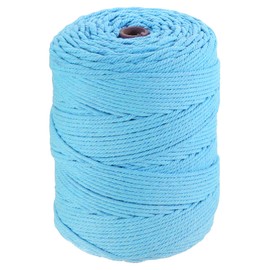 HARFINGTON Natural Macrame Cord 3mm x 328 Yards 4 Strand Twisted Cotton Macrame Rope for DIY Knitting Plant Wall Hanger Dreamcatcher, White Blue