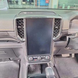 Korlot Carbon Fiber Style Center Console Navigation Panel Dashboard Air Vent Cover Trim Accessories for 2024-2026 Ford Ranger (for 12.1 inch Screen)