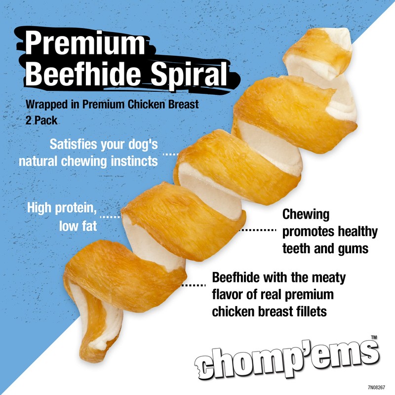 Chomp’ems Premium Beefhide Chews for Dogs, 2 Chews