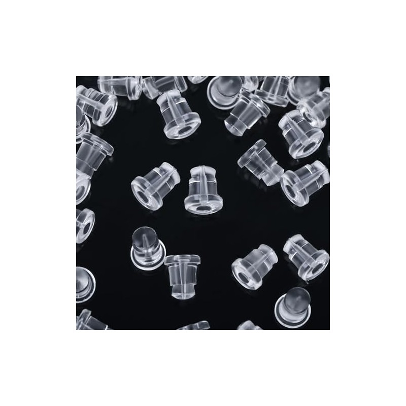Earring Backs,100pcs Soft Clear Earring Backs for Studs,Hypoallergenic Silicone Earrings