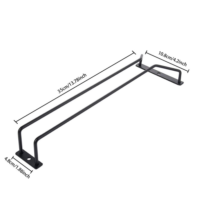 Dianoo ワイングラスラック キャビネット下 ブラック ワイングラスホルダー 棚下 脚付きグラスラック グラス収納ハンガー バーキッチン用 35cm