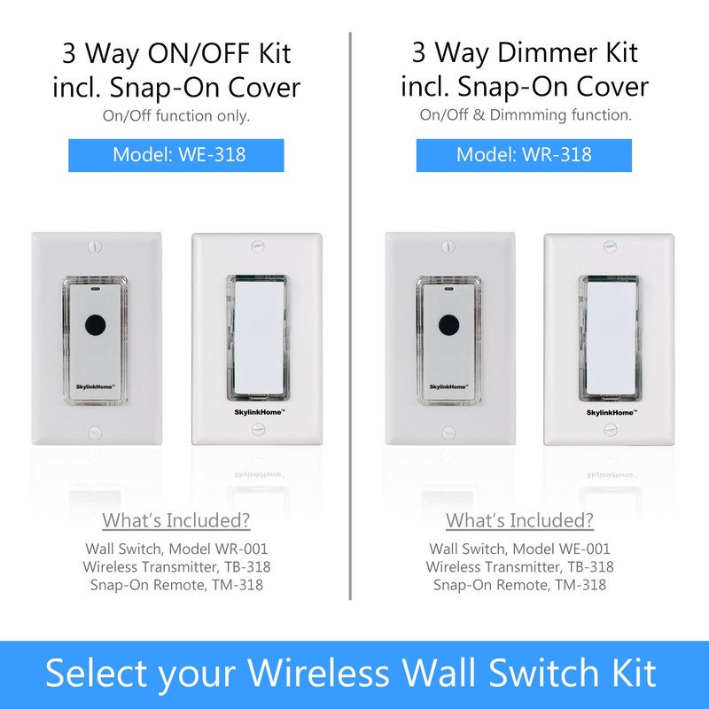 SkylinkHome WR-318 Dimmable Wall Switch with Snap on Remote Lighting