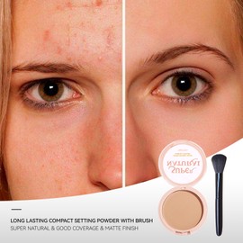 LYNTYAOU Setting Powder, Face Powder,Pressed Setting Powder Translucent, Baking Powder Makeup, Make-Up Powder, Brush Long Lasting, Matte Finish Natural Colour-Correcting,As Gift for Someone