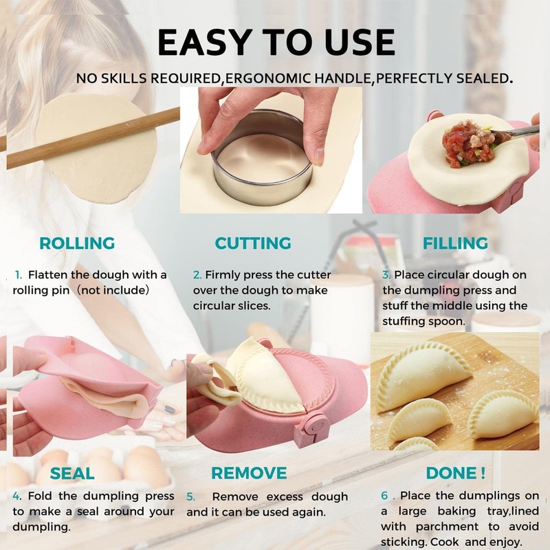 MUMSUNG Empanadas Press Maker Mold Set,4-inch Dumpling Maker With Dough