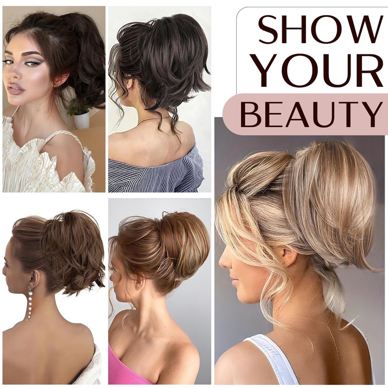 Claw Clip Short Ponytail Hair Extensions Messy Bun Hair Piece