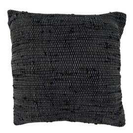 SARO LIFESTYLE Noir Collection Chindi Throw Pillow with Down Filling, 22", Black