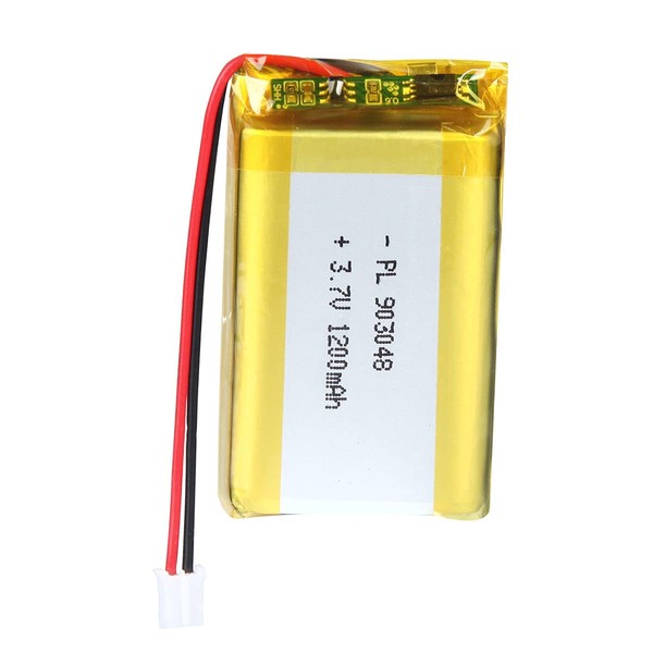 AKZYTUE 3.7V 903048 1200mAh Lipo Battery Rechargeable Lithium Polymer ion Battery Pack with PH2.0mm JST Connector