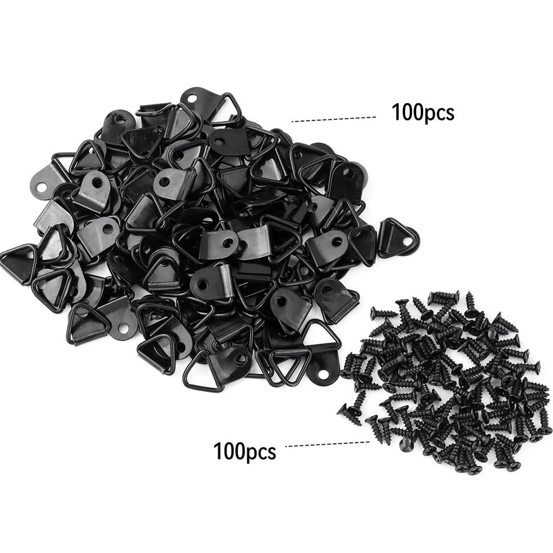 100 Pack Steel Picture Hangers with 100pcs 8mm Screws, Small