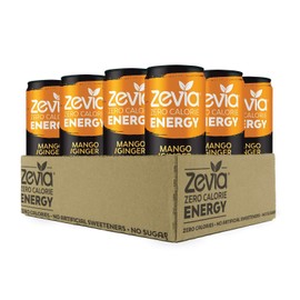 Zevia Zero-Calorie Energy Drink, Mango Ginger, 12 Ounce Cans (Pack of 12)