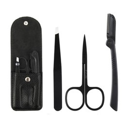 Eyebrow Trimming Set with PU Leather Case, Women's, Men's, Eyebrow Cut, Eyebrow Comb, Eyebrows, Scissors, Tweezers, Razor, Razor, Storage Case, Beginners, Compact, Portable (Beauty Eyebrow Set 6)