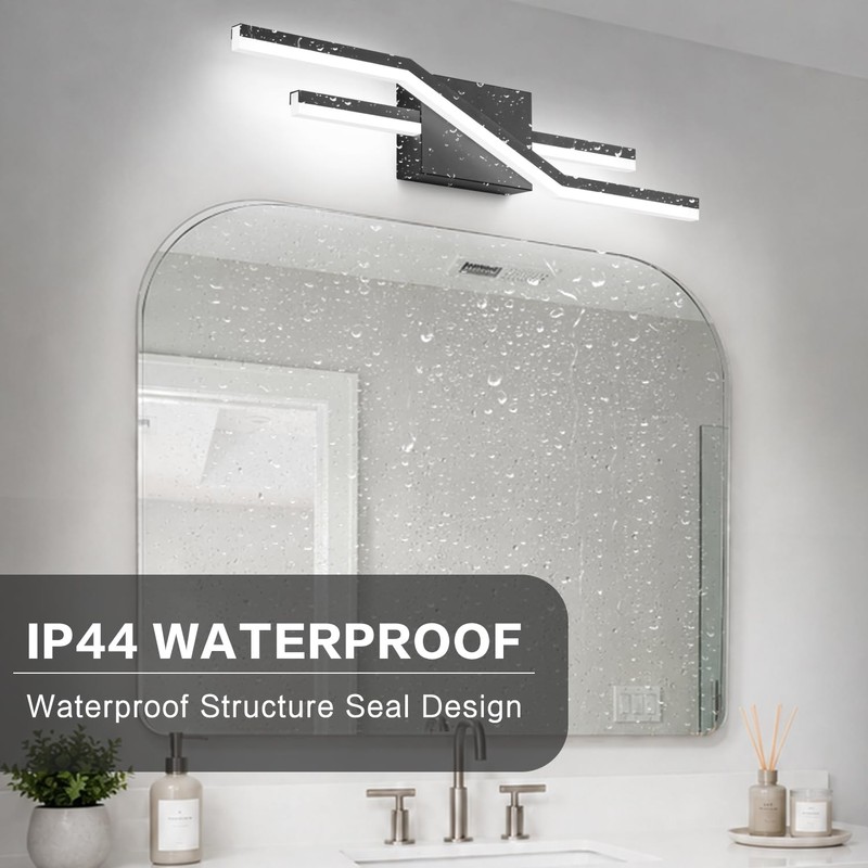SOLFART Bathroom Light Fixtures Matte Black Dimmable LED Bathroom Vanity