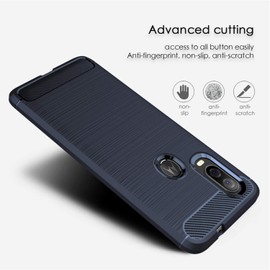 SCL Moto One Vision Case, Carbon Fiber Effect Gel Grip Protection Cover [Anti Scratch][Anti Collision] Compatible with The Moto One Vision (One Vision-Blue)