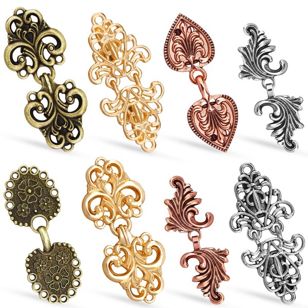 8 Pieces Vintage Sweater Clips Cardigan Collar Clips Retro Shawl Clips Cloak Dresses Shirt Alloy Decorative Scarf Collar Brooch Clips Clasps for Women Girls Birthday Anniversary Graduation Gift