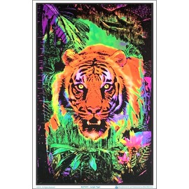 Opticz Jungle Tiger Blacklight Reactive Poster Blacklight Poster 23 x 35in