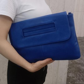 NIGEDU Women Handbags PU Leather Female Clutch Handbag Messenger Bag Large Solid High Capacity (Matte Blue)