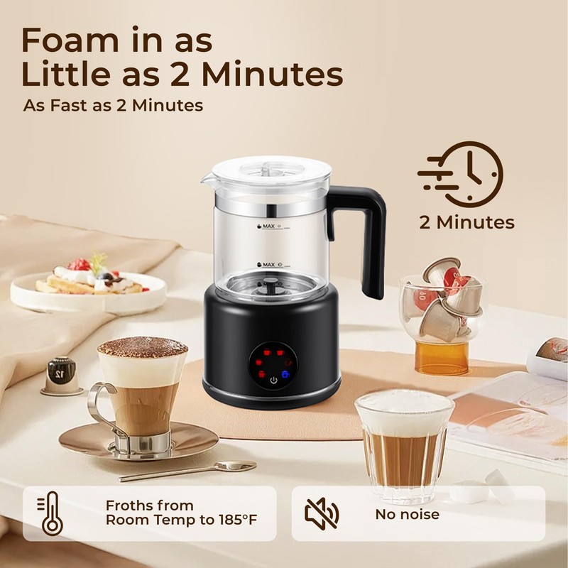 JXXM Electric Milk Frother, 6 in 1 Milk Steamer,17oz Automatic