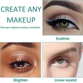 White Eyeliner Pencil Highlighter Makeup Stick 12pcs Matte Eye Liner Eyebrow Prime Professional Long Lasting Waterproof Eye Brighten Eyeshadow Tools Under Eye Beauty Liner