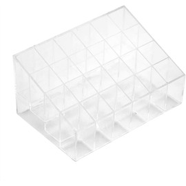 Titular de lápiz labial, Porta lápiz labial transparente de 24 rejillas Organizador de maquillaje Display Stand Caja de almacenamiento de maquillaje de esmalte de uñas para tienda de cosméticos