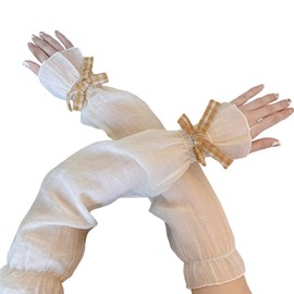 Eukkis UV Protection Arm Sleeve with Cute Ribbon, Loose Arm Cover, UPF 30+ 90% UV Protection, Flare Sleeve, Women's, For Bicycle, Driving, Sun Protection, Summer Sunscreen, Fingerless, Mosquito