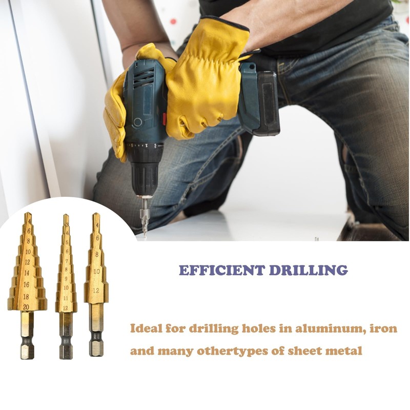 3 PCS Drill Bit Sets Step Drill Bit Step Cone