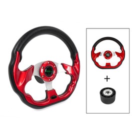 RASTP 12.6 Inch Boat Steering Wheel with 3/4“ Axle Marine Steering Wheel Adapter for Most Marine boats,Vessels,Yachts,Pontoons Boat(Red)