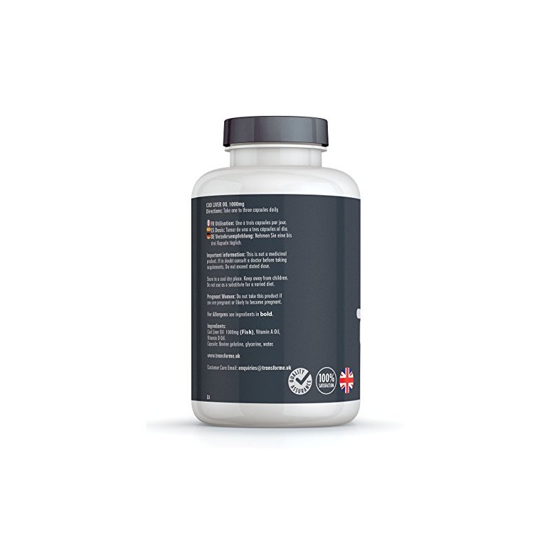 Transforme Cod Liver Oil Capsules 1000mg High Strength 180 Omega