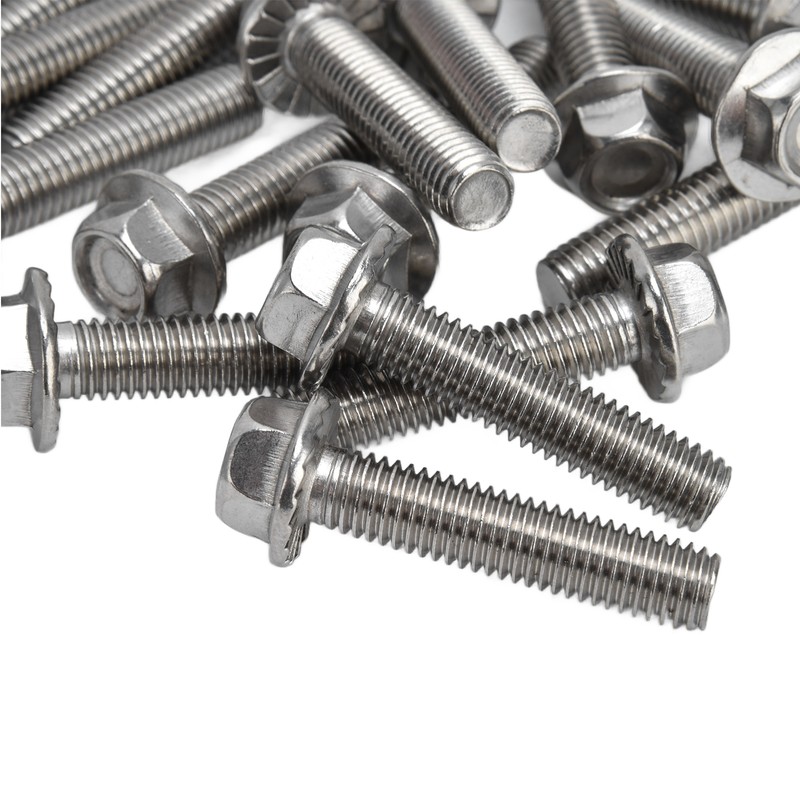 20Pcs M10x1.5 Screw Bolts A2‑70 Stainless Steel Flanged Hex Head