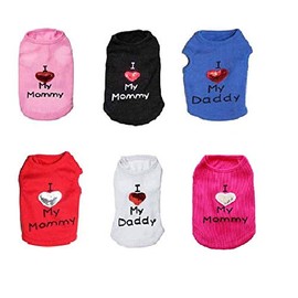 Petall Dog Shirts I Love My Mom/Mommy Dad/Daddy - Disfraz de consigna de Perro con diseño de corazón para Perros pequeños, Azul-D, M