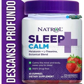 Natrol Sleep Calm Melatonina Y L-teanina 60 Gomitas Sabor Fresa