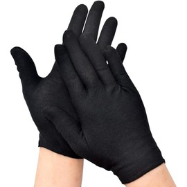 ikeem Cotton Gloves, 100% Pure Cotton, Black/White, Breathable, 6 Pairs Set, Unisex, Thin/Thick, Quality Control, Work, Smooth, M, L, Women's, Men's, (Large, 6 Pairs)