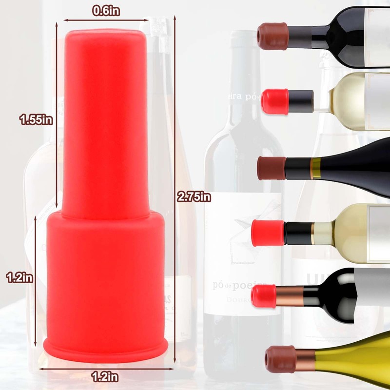 Vodolo Silicone Wine Stopper,8pcs Reusable and Unbreakable Glass Bottle Sealer