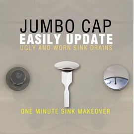 PF WaterWorks ClogFREE Universal Magnetic Never Clog Sink Pop-Up Stopper with Jumbo Cap for Sink Drain Cover-Up (Cap Dia 2.5 "); Polished Brass; PF0337