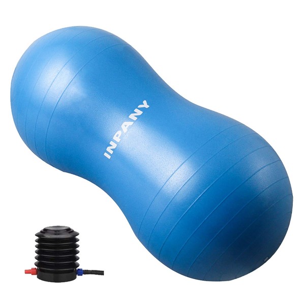 INPANY Peanut Ball - Anti Burst Exercise Ball for Labor Birthing, Physical Therapy for Kids, Core Strength, Home & Gym Fintness (Include Pump)