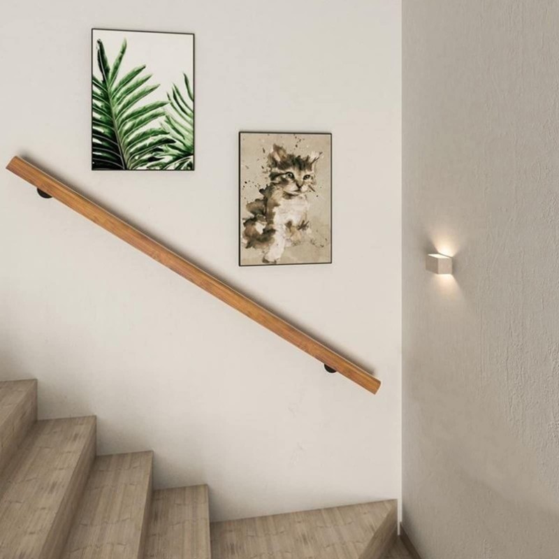 Wooden Stair Handrail, Single Piece Handrails, Complete Kit with Metal
