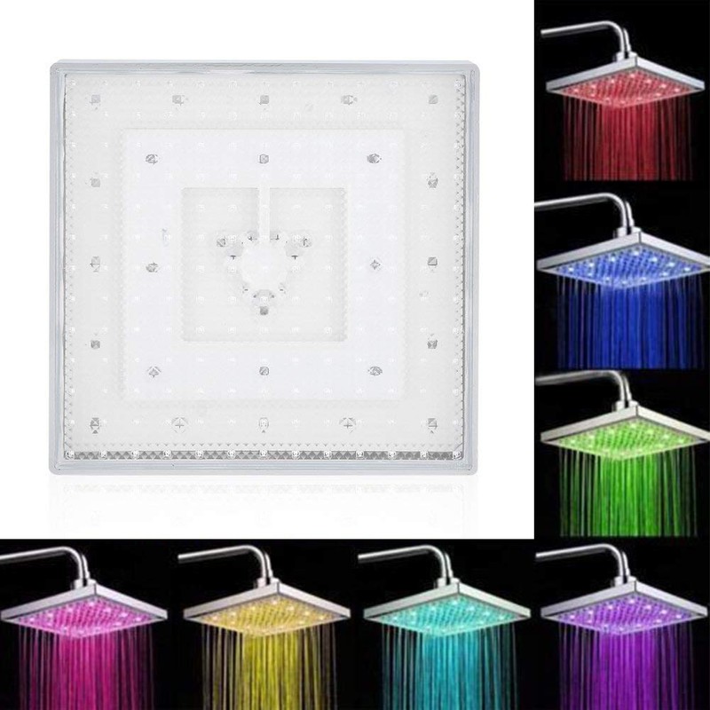 8 Inch LED Shower Head, Changing Romantic Colorful Light, Low