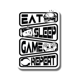 Eat Sleep Game Repeat Magnet - Gamer Fridge Magnet - Gaming Decor - Video Game Enthusiast Gift - Fun Kitchen Magnet - Geeky Gifts - Car Magnet AAMT1292
